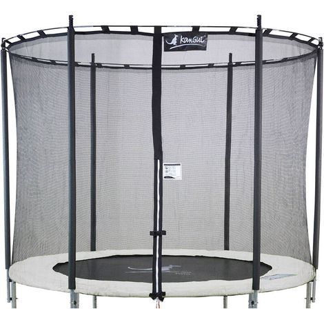 Sicherheitsnetz für Trampolin Ø 244 cm – Strapazierfähiges Polyethylen – Fiberglasrahmen – Einfache Montage mit Reißverschluss –
