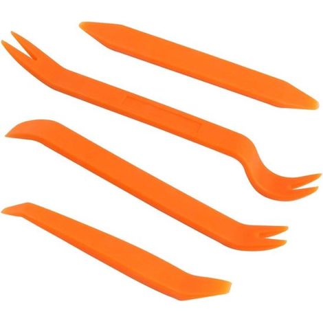 Professionelles Werkzeugset für Autotürverkleidungen - 4-teiliges Set - Modifikation des Audiosystems - Ausbauwerkzeuge - Ausbau der Türverkleidung - Orange. (1/5)