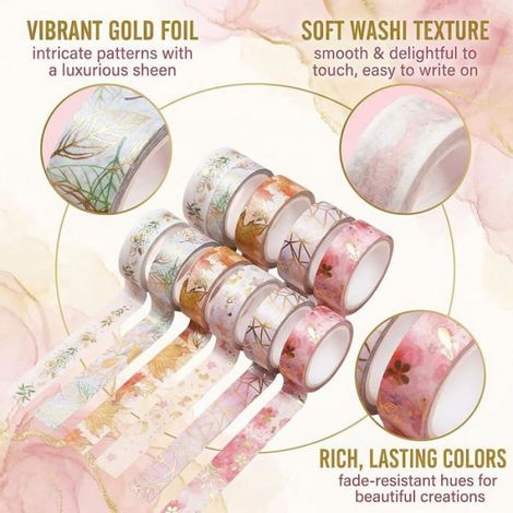 6 Rouleaux Washi Tape,Masking Tape Ruban Adhesif Decoratif pour Scrapbooking Artisanat de Bricoge(1,5cm × 5m / Ro RUBAN DE MASQUAGE (1/5)