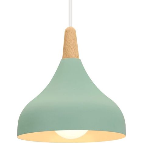Retro Pendant Light, Modern Teardrop Hat Style Ceiling Lamp E27 Metal Pendant Light for Bedroom, Dining Room, Kitchen, Ø 20cm (Green, Pack of 1) [Energy Class A] (1/5)