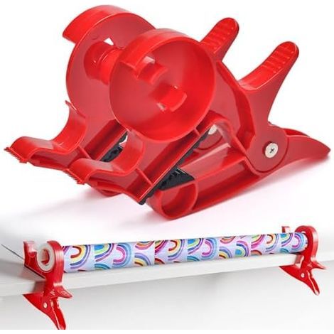 Tabletop Gift Wrap Cutter, Christmas Gift Wrap Roll for Birthday, Wedding, DIY, Valentine's Day Gift (Red) (1/5)