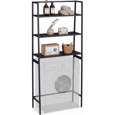 Washing Machine Over-Shelf, 3-Tier Storage Unit, Black (1/5)