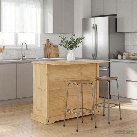vidaXL Juego de isla de cocina Cera de Miel 112 x 70 x 91,5 cm (1/5)