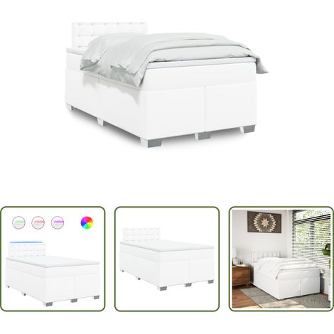 vidaXL Surmatelas - Sommier à lattes de lit avec matelas blanc 120x190cm similicuir (1/5)