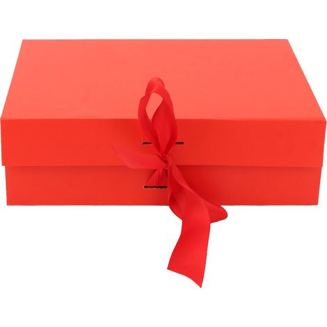 Boîte Cadeau Pliable Réutilisable - Idéale pour Bijoux, Bonbons, Bougies et Parfums - Rouge Uni avec Ruban (1/5)