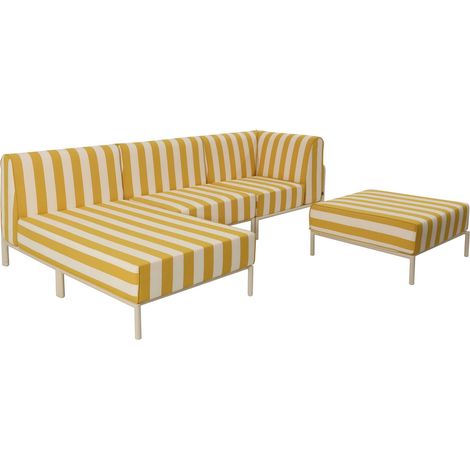 Salon de jardin bas modulable rayé 4 places jaune - Patio