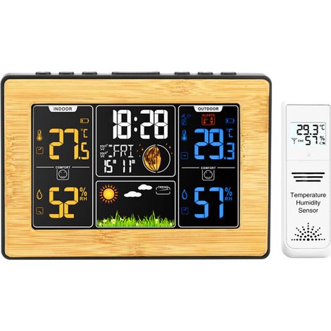 Station météo sans Fil avec Capteur Extérieur Intérieur Extérieur Thermomètre Humidité Baromètre Horloge Météo (1/5)