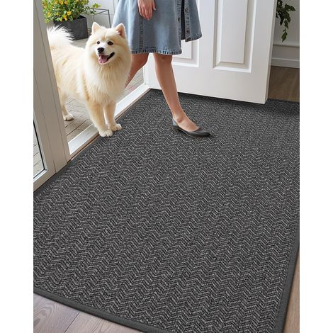 Tapis Entree Interieur Antidérapant 60 x 120 cm, Paillasson pour Intérieur/Extérieur Entrée Lavable, Tapis de Sol pour Porte, Couloir et Balcon, Gris Foncé (1/5)