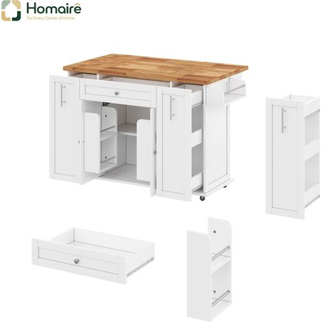weiß Küchenwagen aus MDF mit Stauraum 120 x 70 x 87 cm HOMAIRE (1/5)