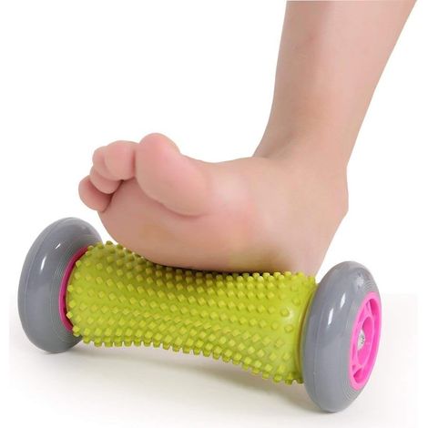 Rouleau Massage Pieds Fasciite Plantaire Réflexologie Acupression TPR/PVC Arche et talon ciblés, format 17 cm, routine quotidienne à la maison, au bureau ou après sport, rangement facile (1/5)