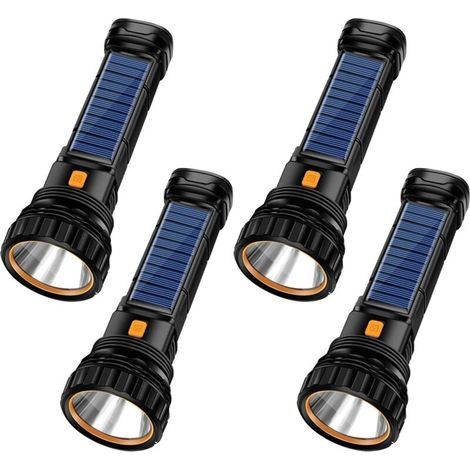 Wiederaufladbare, solarbetriebene Multifunktions-Taschenlampe mit Notfallblitzlicht und Batterie, 4 Stück (1/5)