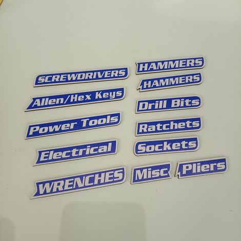 12 wiederverwendbare Magnetetiketten zur Organisation von Werkzeugen und Aufbewahrungsboxen mit 3D-Druck, blaue Farbe