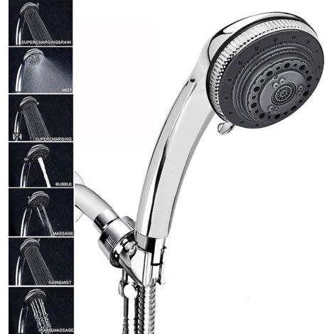 Pair Pommeau douche et tuyau, 7 modes universel réglable Pommeau de Douche avec Tuyau 150 cm,Avec économie d'eau haute pression pommeau de douche,Installation facile,hydrothérapie,SPA,salle de bain