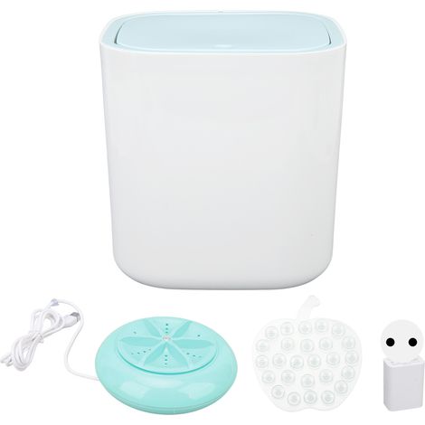 Machine à laver portable à ultrasons de bureau 3,8 L pour sous-vêtements, chaussettes, vêtements de bébé, modèles macarons, 100-240 V (bleue, norme européenne) (1/5)