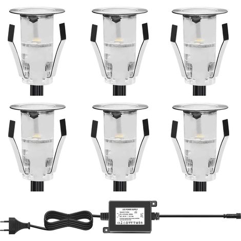 Lot de 10 Lampe de Spot LED Mini Ø18mm Eclairage encastré Inox pour Terrasse Enterré Plafonnier, IP67 Etanche DC12V Lumière Extérieure pour Chemin Escalier Paysage Etape (Blanc Chaud) (1/5)