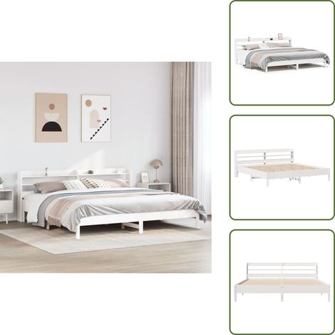 Letto con ripiani - vidaXL Giroletto senza Materasso Bianco 200x200 cm Legno Massello Pino - Letto in legno massello
