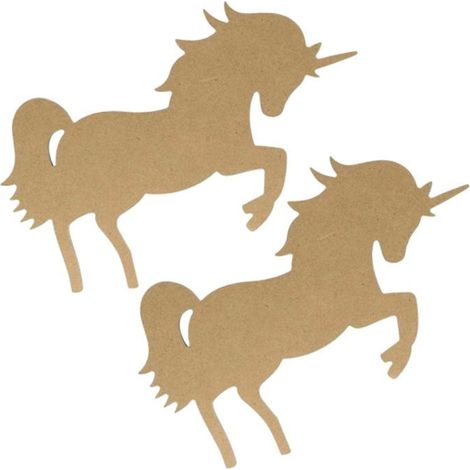 2 silhouettes en bois mdf licorne 15 cm