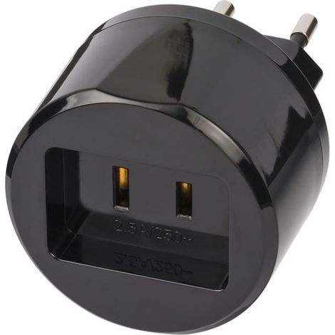 Brennenstuhl Adaptador de viaje Brennenstuhl EE. UU. a Europa con fusible de 2,5 A - 1508500010 (1/4)