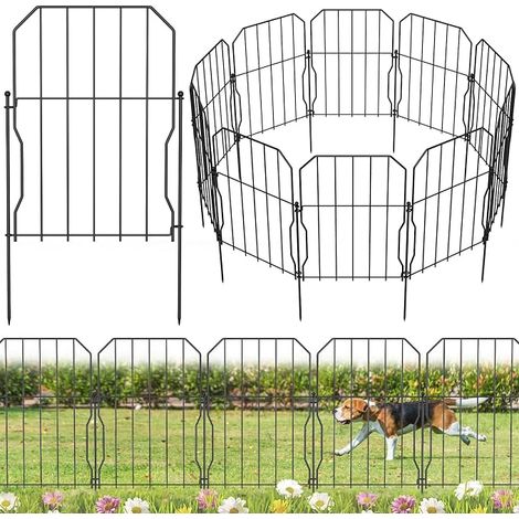 10 Pack Decorative Rectangular Metal Fence 12.2" H x 16.1" H for Garden, Rabbit, Dog, Yard, Patio, Outdoor Decor (1/5)