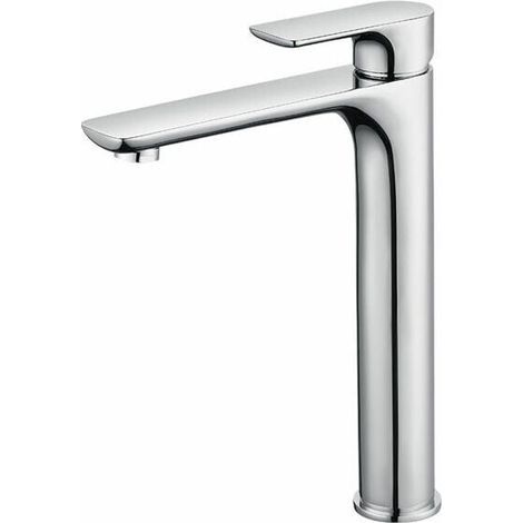 Mitigeur Lavabo Design à Bec Haut Grand Robinet Salle de Bain Chromé avec Mousseur Démontable Robinet de Lavabo en Laition Robinet haut salle bain (1/4)