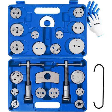 Kit Repousse Piston Frein Pièces, Outils de Repousse Piston Frein Arrière avec Adaptateurs et Mallette, Inclus Gants Bleus et Blancs (1/5)
