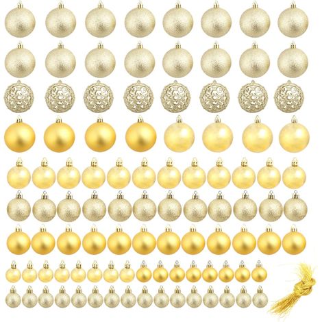 vidaXL Set Palline di Natale 100 pz 3/4/6 cm Oro