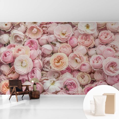 Papier peint avec colle pour décoration moderne de salon chambre à coucher cuisine et bureau Facile Belles fleurs 416x254 cm (1/5)