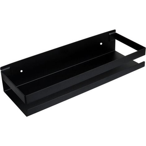 Étagère Étagère Douche Étagère Murale Salle de Bain Support Noir 20cm Rangement Acier Inoxydable (1/4)