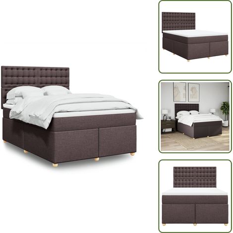 The Living Store Sommier à lattes de lit avec matelas Marron foncé 160x200 cm - Matelas à ressorts ensachés (1/5)