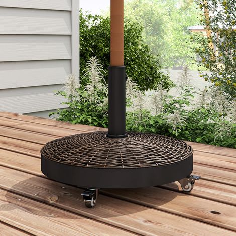 Pied de parasol base de lestage poids net 22.7 kg en résine avec 4 roulettes - dim. Φ52 x 41H cm - bronze