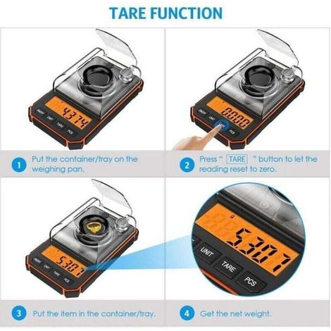Balance numérique portable - - Précision 0.001g - Capacité 50g - Écran LCD rétroéclairé orange - Acier inoxydable (1/4)