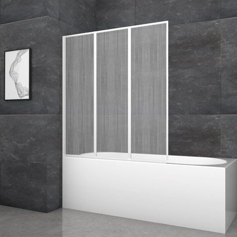 Panneau de baignoire Moon 120 x 130 x 5 cm – 3 pièces et pliable – Paroi de douche pour baignoire en plastique avec cadre en aluminium blanc de qualité supérieure (1/5)
