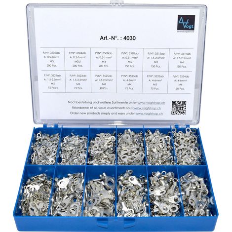 Vogt Verbindungstechnik 4030 Ringkabelschuh-Sortiment 0.50 mm² 6 mm² Silber 1440 St.