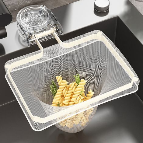 Filtre de cuisine à tasse à aspiration pour évier, passoire et support d'évier 2 en 1, avec 100 sacs filtrants, pour légumes, fruits, cuisine, passoire à thé
