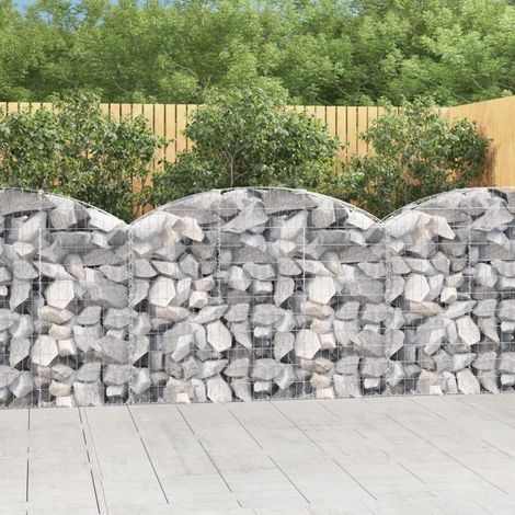 Panier de gabions arqué Mur en gabion Clôture de gabion 150x30x100/120 cm Fer galvanisé 47104 (1/5)