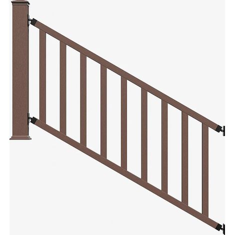 Garde-corps en composite à poser sur escalier - Kit extension - H100 x L200 cm - Naturel foncé - GUARO (1/2)