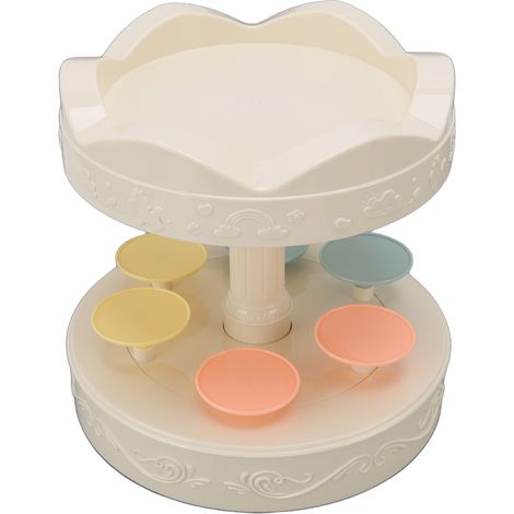 6 Trays 2 Tier Automatic Rotating Dessert Cupcake Display Table Swing Tray with Music for Wedding Birthday Party Supplies Gift (1/5)