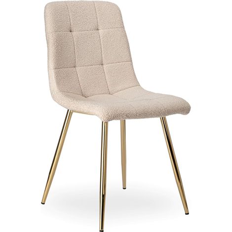 DENVER Teddy-Stuhl in Gold-Beige-Bouclé