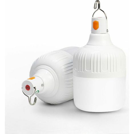 Lampe de camping portable 2 x 100 W avec batterie rechargeable USB 4800 mA pour camping, tente, terrasse, barbecue de jardin. (1/5)