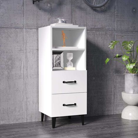 Buffet - Armoire de rangement Enfilade Blanc 34,5x34x90 cm Bois d'ingénierie BV646810 - BonneVie (1/5)
