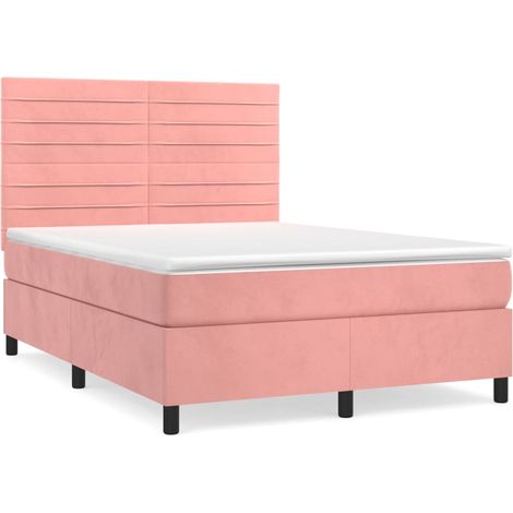 Maison Exclusive - Giroletto a Molle con Materasso Rosa 140x190 cm in Velluto