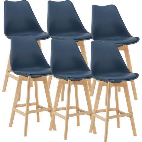 Set di 6 sgabelli da bar faggio sintetico plastica 105 x 48 x 58 cm blu 030008725