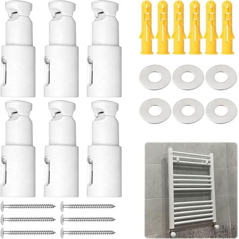 Support Seche Serviette, 24 Pièces Fixation Seche Serviette, Support Radiateur Mural pour Radiateurs Droits et Courbes, Distance Réglable, ABS Résistant à la Chaleur et Humidité (1/5)
