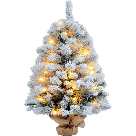 Weihnachtsbaum 92 cm. LED-Lichter. Schneezweige. Tannenzapfen. flammenhemmend. Betonfuß (1/5)