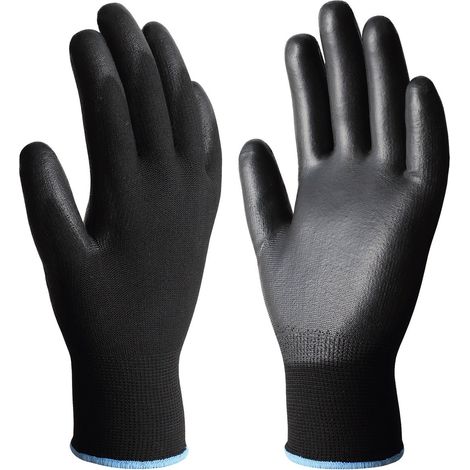 Polyesterhandschuhe mit Polyurethan-Handfläche (Größe 7) schwarz