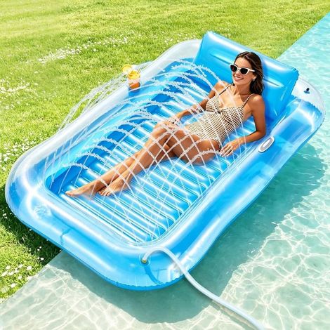 Matelas Gonflable Piscine, Gonflable Tanning Pool Flotteur de Piscine, Piscine Gonflable Hamac, Matelas Gonflable Eau Adulte 200 × 124 cm pour Fêtes de Plage et Piscine (1/5)