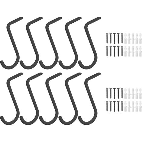 Lot de 10 supports centraux de tringle de placard avec vis, support mural en métal robuste de 2,5 cm (noir) (1/5)