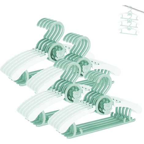 Cintre Enfant Réglable - Cintre Pour Vêtements Bébé Et Tout-Petit - Ultra Fin Anti-Dérapant Avec Fente Pour Pantalon - 20 Pièces Vert (1/5)