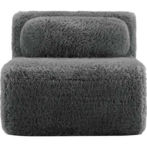 Canapé Aviana sans accoudoirs – Peluche gris – Coussins – Salon/Chambre – Douillet (1/5)