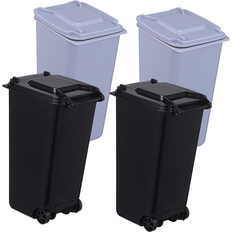 Mini Poubelle de Table en Plastique, Lot de 4 avec Couvercle (1/5)